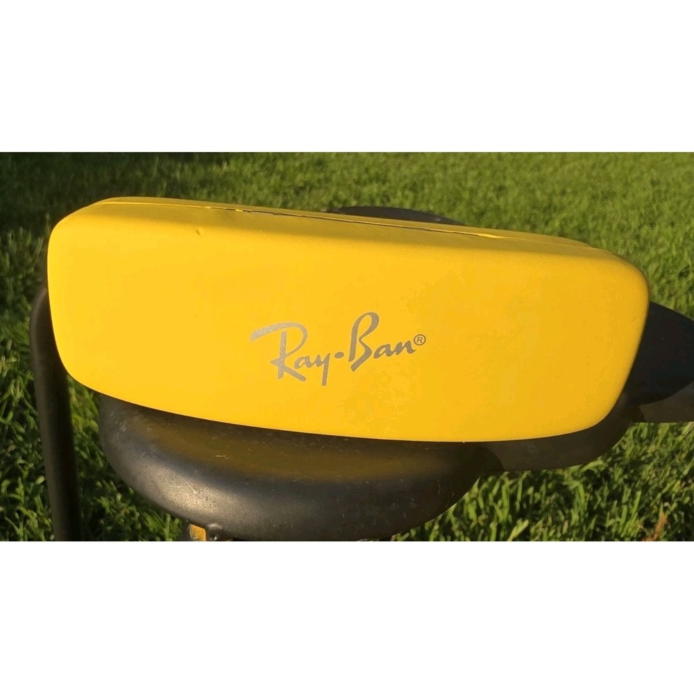 RAY-BAN Eyeglass Sunglass Case Hard Shell Vibrant YELLOW Flip Top Red Interior